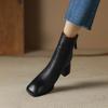 Fashion 2024 Autumn/winter Women Boots High Heels Square Toe Short Boots Women Shoes Office Lady Gladiator Lady Shoes Genuine Leather