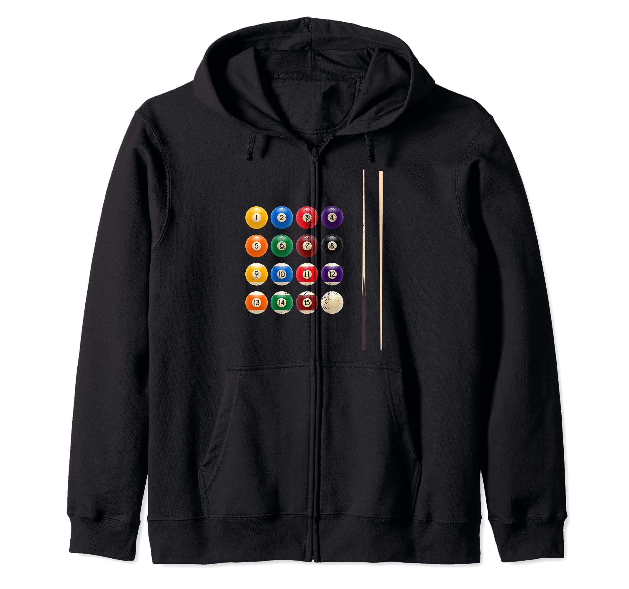 

Funny Billiard Ball Cue Stick Rack Pool Player Zip Hoodie