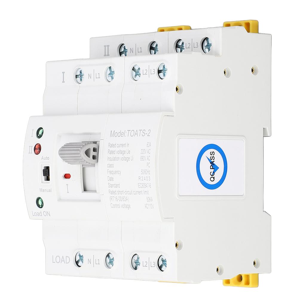 Dual Power Automatic Transfer Switch 4P 63A Emergency Generator Changeover Switch for Home 110V