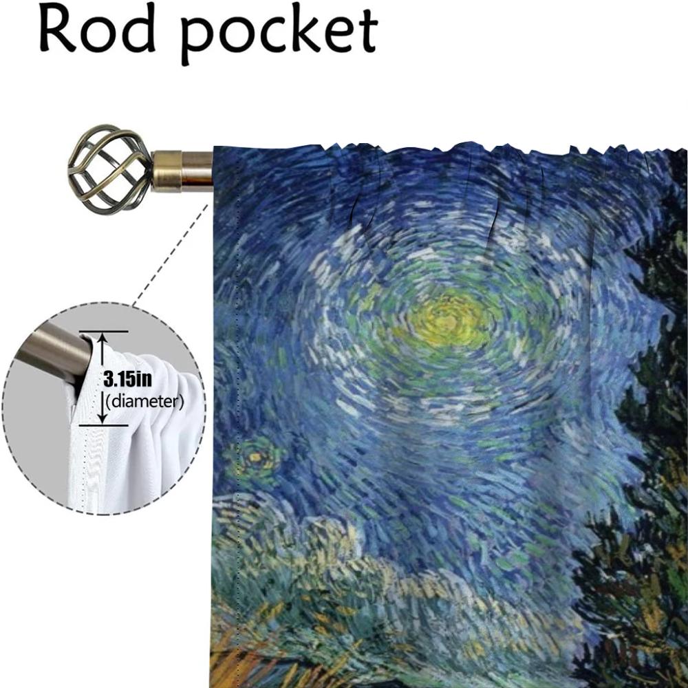 Halloween Decoration Van Gogh Home Interior Curtains for Camera Partition Blackout Curtains 2 Pieces Living Room Curtain Shades
