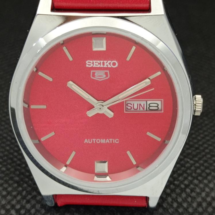 REFURBISHED VINTAGE SEIKO 5 AUTO 6309A JAPAN MENS D/D RED WATCH 593c-a314811-9 SKU593c-a314811
