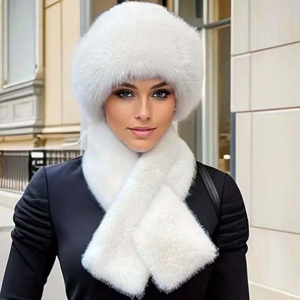 Windproof Russian Style Beanie Thickened Faux Mink Headwear Cossack Hat Set  Commuting