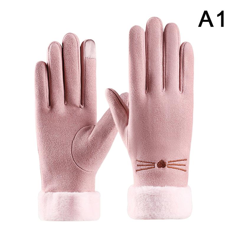 

Милые женские перчатки Теплые осенне-зимние перчатки для велоспорта, активного отдыха, ветрозащитные, с вышивкой, сенсорные, полнопалые A1