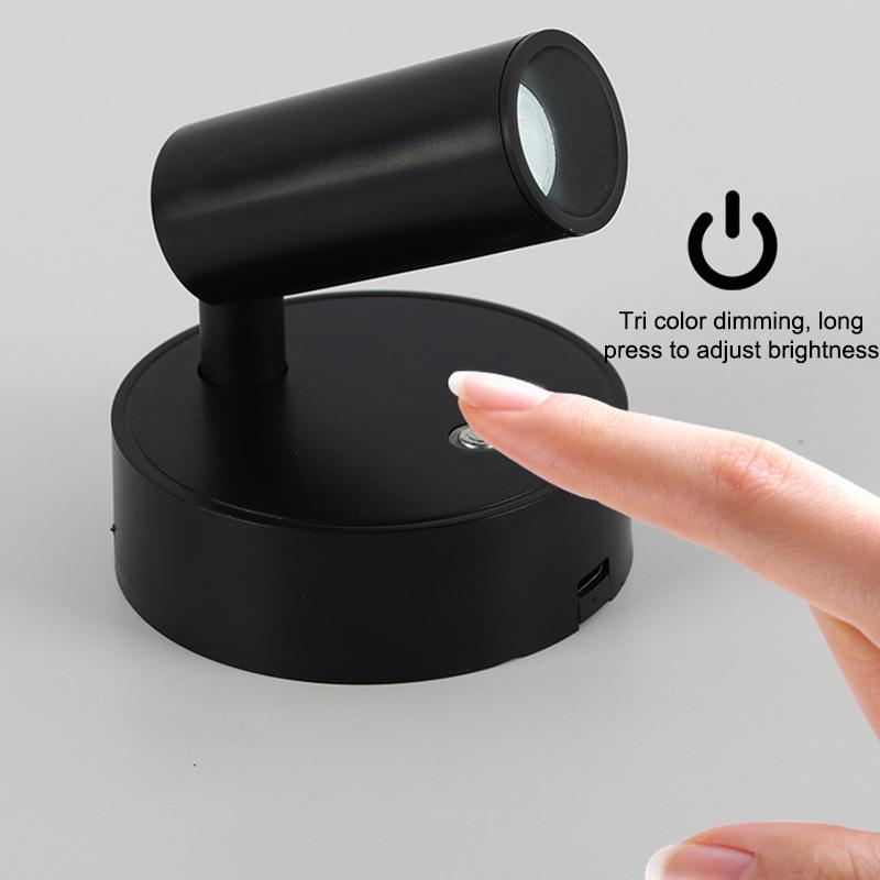 LED-Licht Magnetisch USB Wiederaufladbar Wandleuchte Strahler Kabellos Keine Verkabelung Kein Bohren Leselicht Schlafzimmer Nachttischleuchte