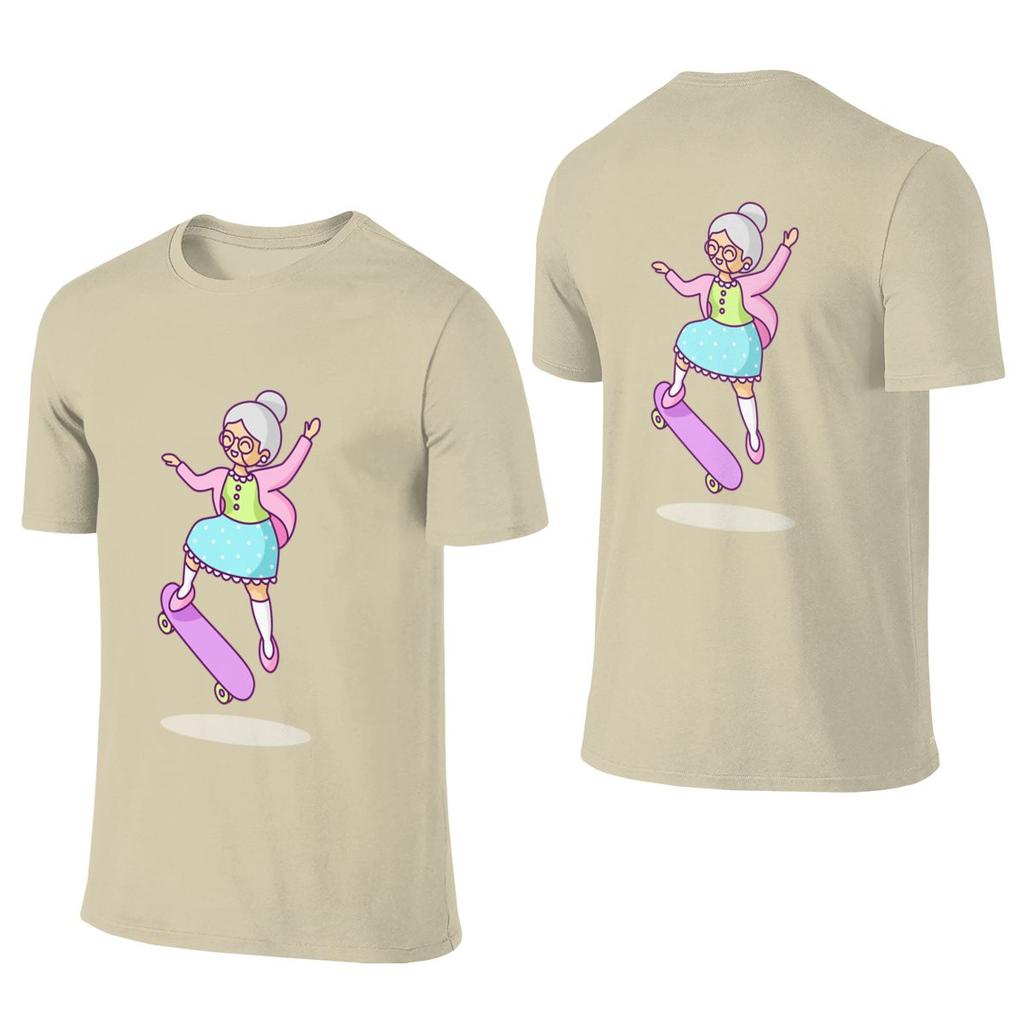 Skater Grandma Korean Style Reversible Tshirt Urban Commuting Soft Tones Tee