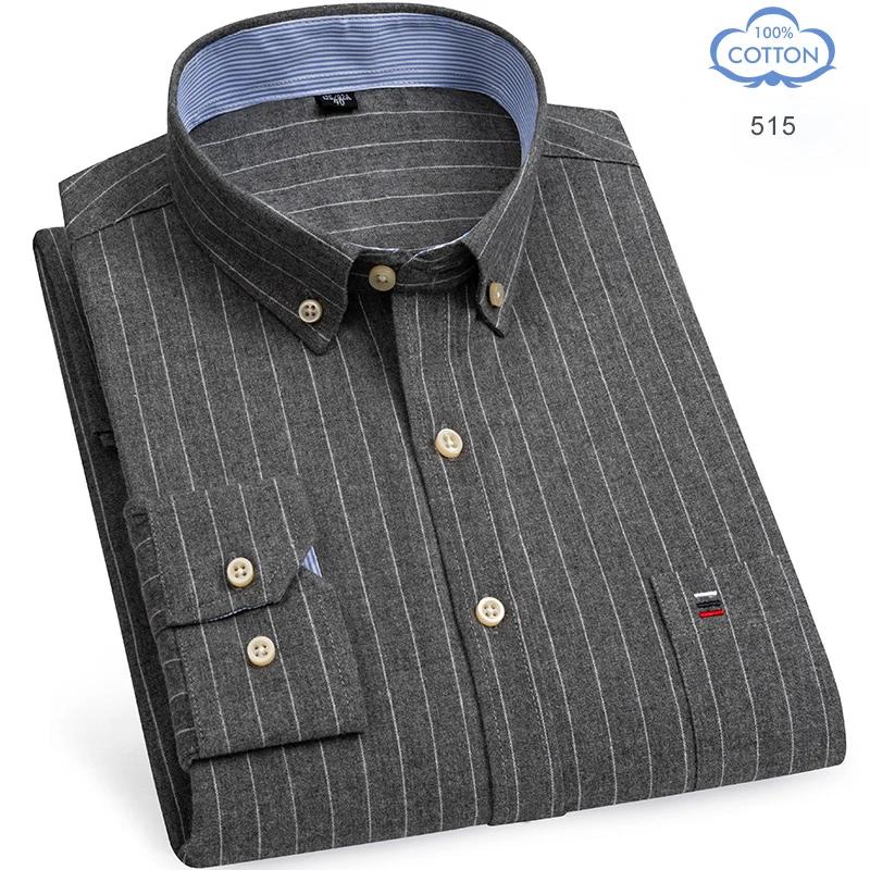 Camisas Oxford de Algodón 100% Puro para Hombre Manga Larga Camisa a Cuadros Rayada Masculina Negocios Tartán Camisa Roja Ropa de Diseño para Hombre