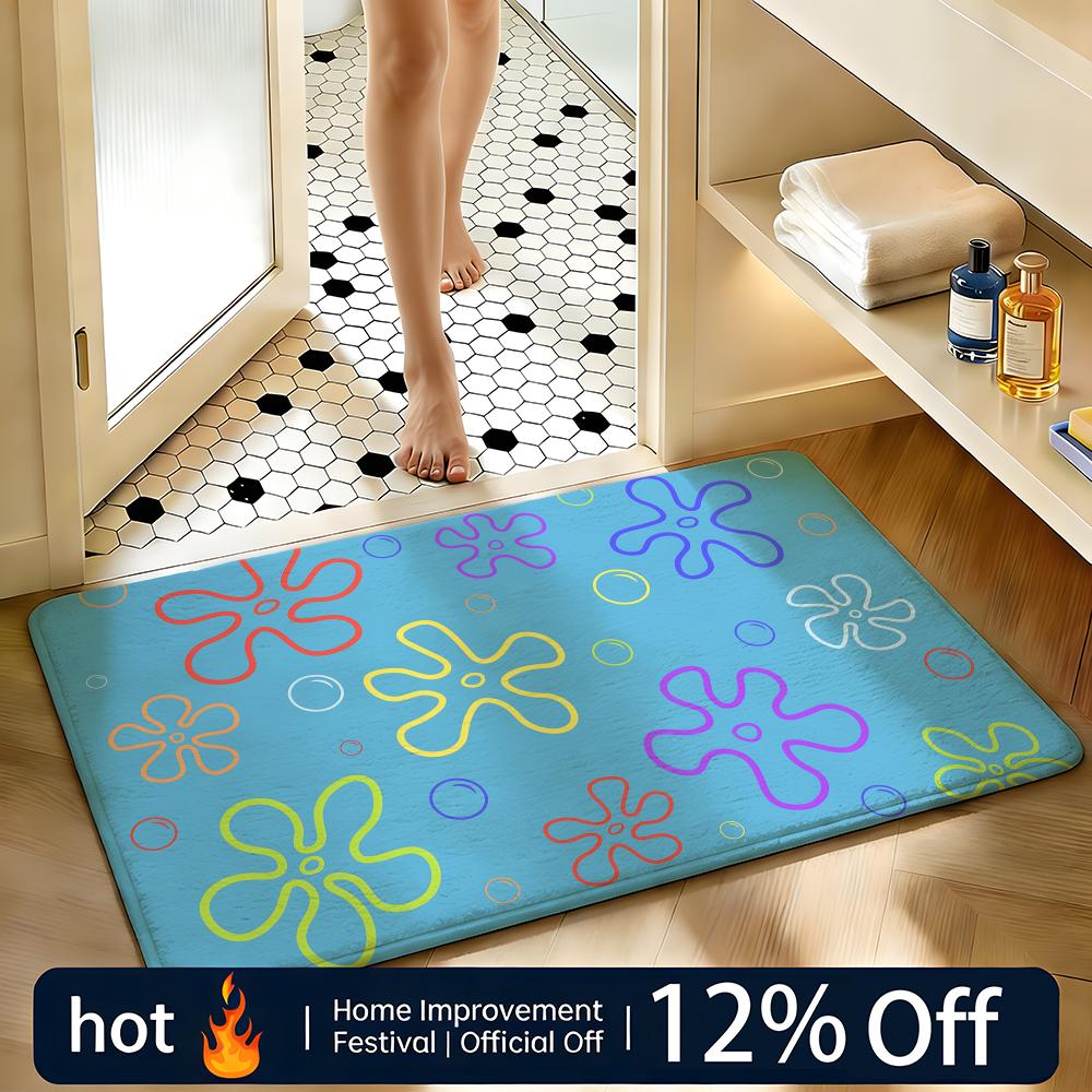 Soft Absorbent Non-Slip Rug Cartoon S-SpongeBob SquarePants Floor Mat Home Decor Doormat Bedroom Floor Mat Shower Carpet
