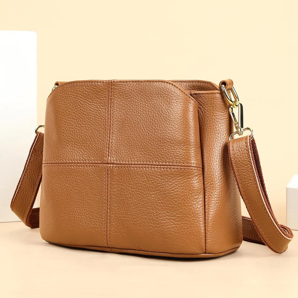 Damen Luxus Handtasche Echtes Leder Weiches Rindsleder Vielseitige Umhängetasche Damen Pendler Schulter Eimer Tasche