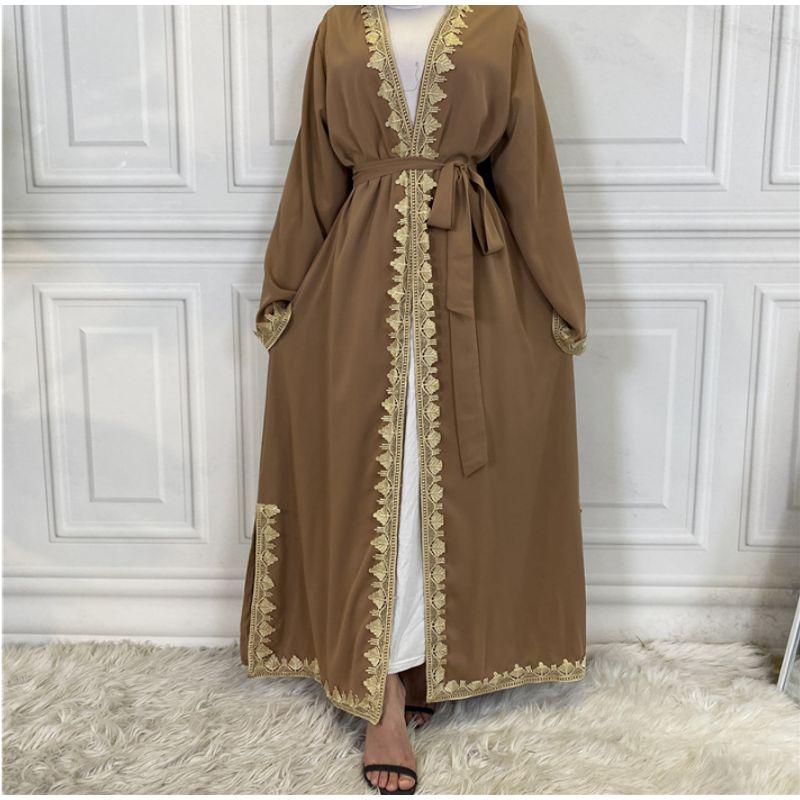 

2022 Новая Мода Вышитый Халат Повседневный Кардиган Длинное Платье Brown L