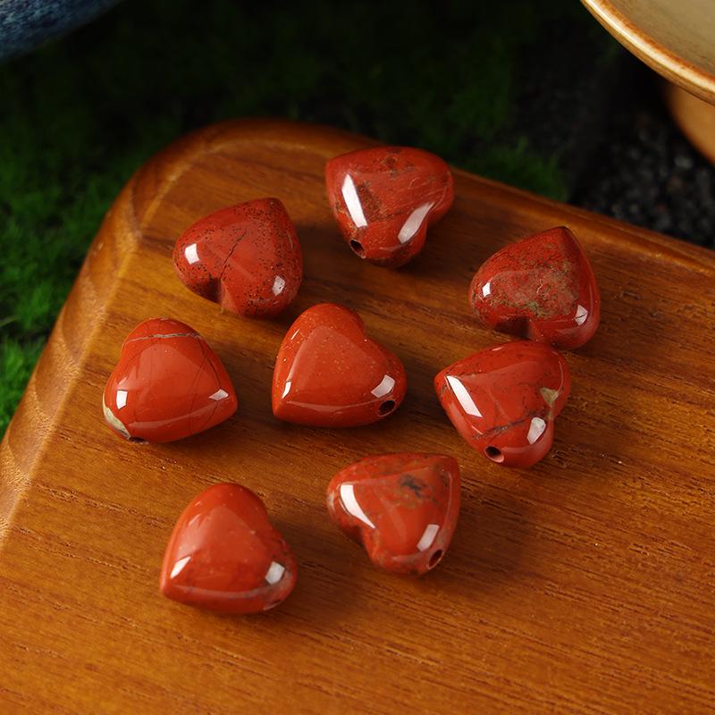 15mm Amethyst Rose Quartz Heart Pendant Jewelry with Horizontal Hole for DIY Crafts