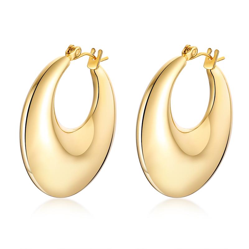 Geometric Huggie Hoop Earrings for Women Stainless Steel Medium Thick Charm Bohe Female Cartilage Piercing