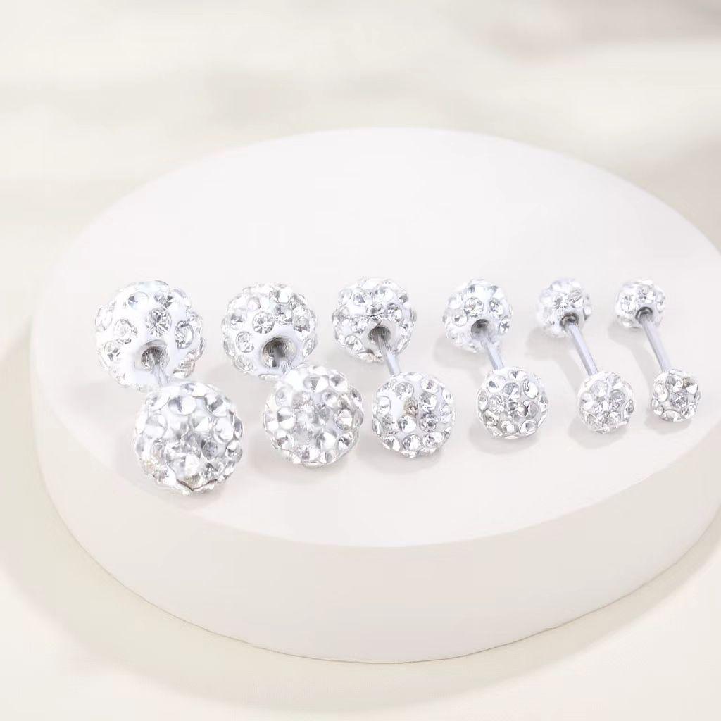 Double-Headed Flash Diamond Titanium Steel Cartilage Ear Studs