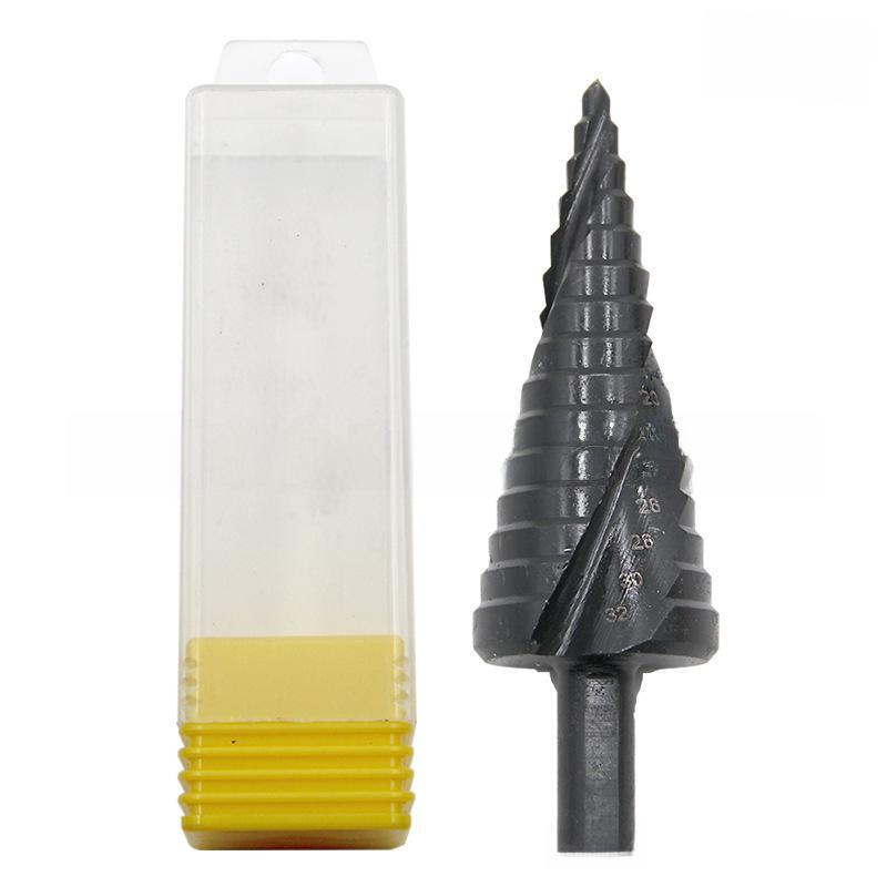 3-Piece Titanium-Coated Spiral Groove Step Drill Set with Triangular Handle