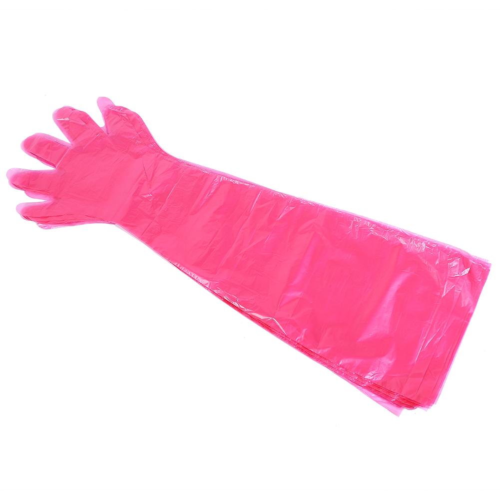 50 Stück Einweg-Armhandschuhe Weich Elastisch für Vieh Tierärztliche Untersuchung Rot