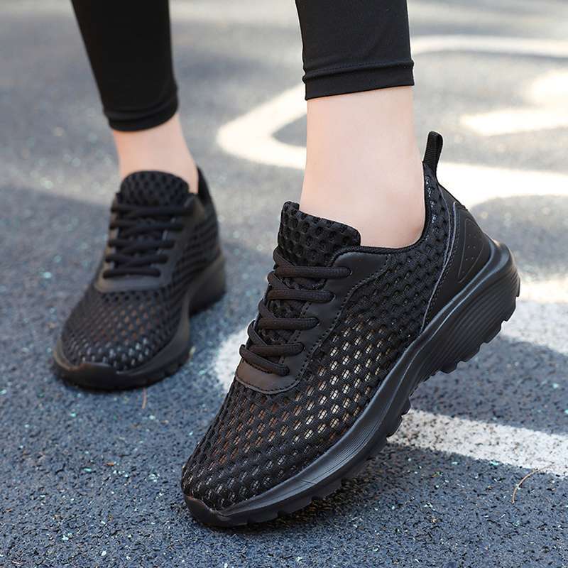 Sommer Hohlmaschen Atmungsaktive Lässige Sportschuhe für Damen Weiß Weiche Sohle Leichte Laufschuhe Einzelne Mesh-Schuhe