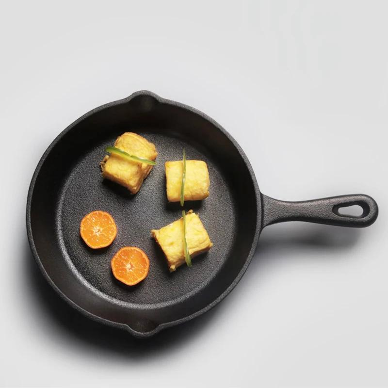 Cast Iron Frying Pan 14/16/20cm Non-stick Fried Steak Pot Egg Pancake Skillet for Gas Induction Cooker Universal Cookware