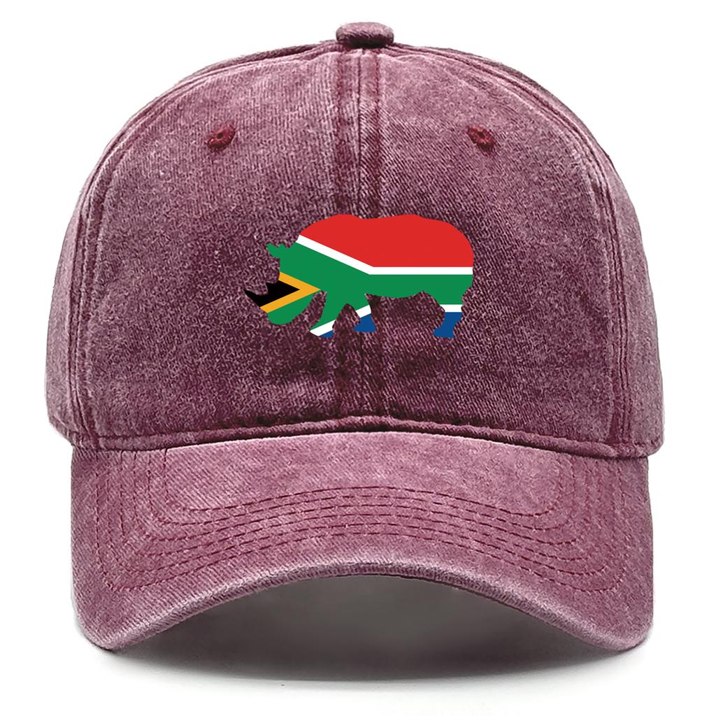 African Elephant Flags Print Adjustable Caps Rhinoceros Flags Washed Cotton Trucker Hat Inelastic Cotton Snapback Sun Hat