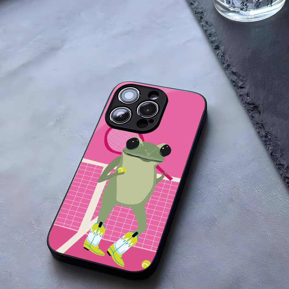 Cartoon Cute Frog Phone Case Tempered Glass For IPhone 17 13 14 16 12 15 11 Pro Max Plus Mini X XR SE2020 Coque