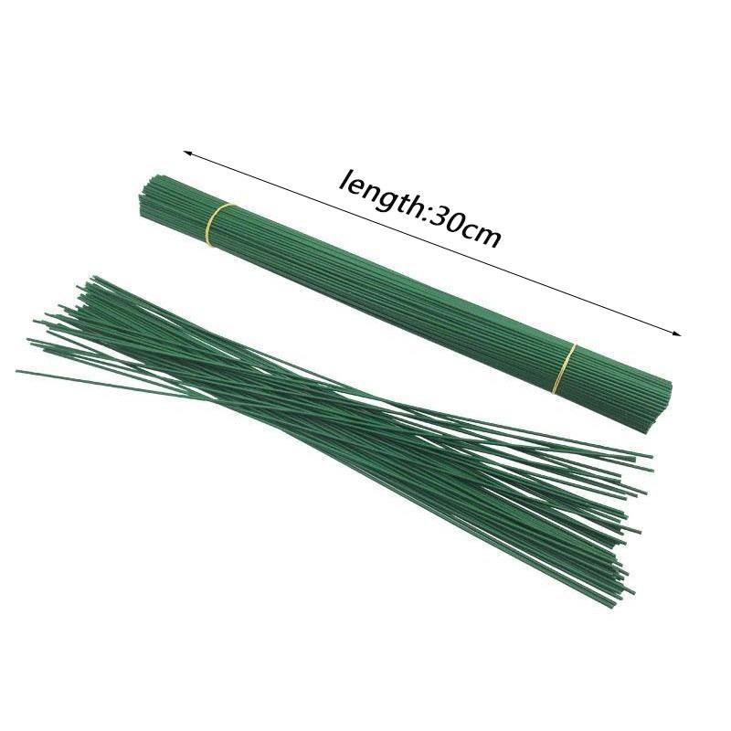 Artificial Flower Stem Wire Flower Pole Rod For Diy Chenille Stems Stick Simulation Flower Material With Green Floriculture Tape