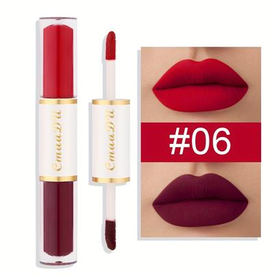 Double Ended Lip Gloss, Matte Velvet Satin Texture, Vivid Color Rendering Lip Glaze Long Lasting Waterproof Liquid Lipsticks Valentine's Day Gifts