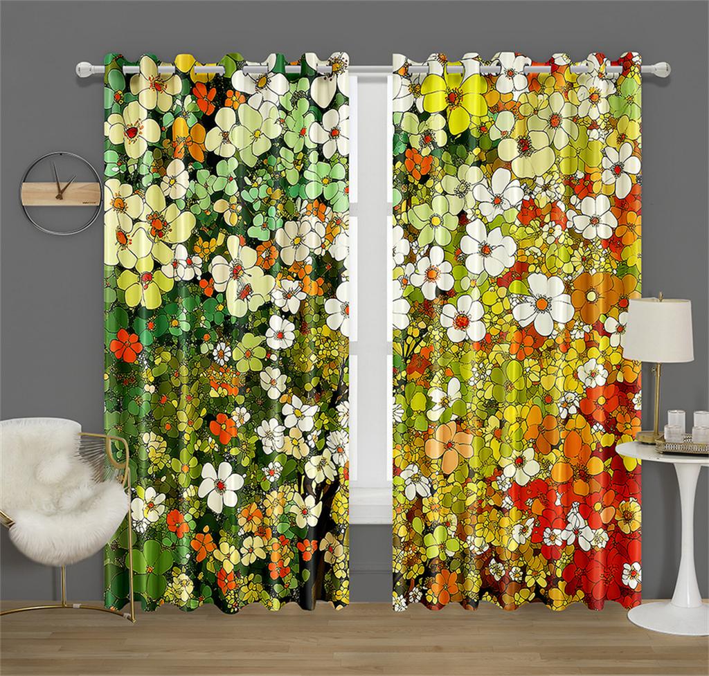 Beautiful floral Beauty model curtains green wall scenery curtains suitable for living room office kitchen decoration 2 pcs