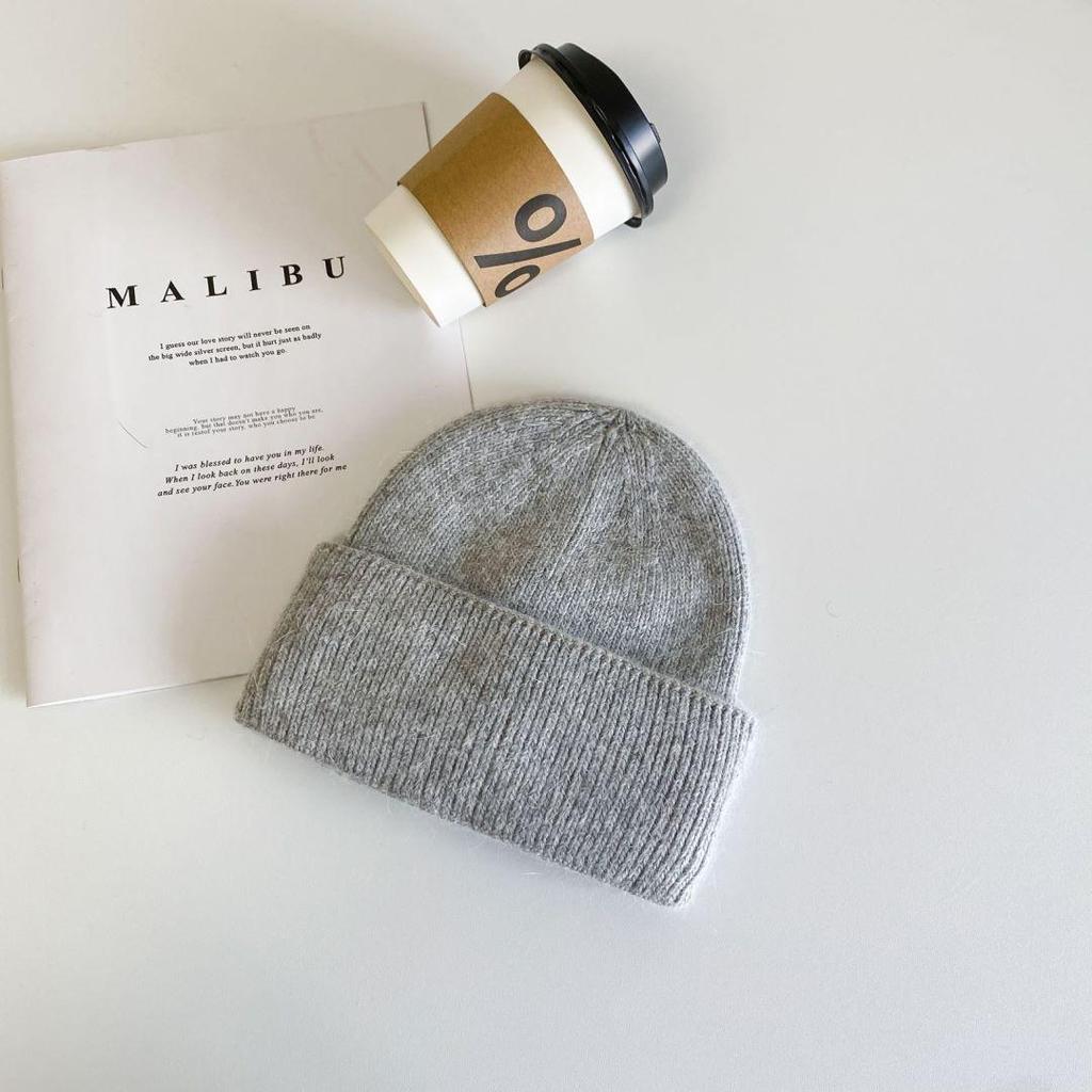 Korean Style Thickened Knit Hats for Women, Ear Protection, Large Fit, Face-Slimming, Warm, In Stock