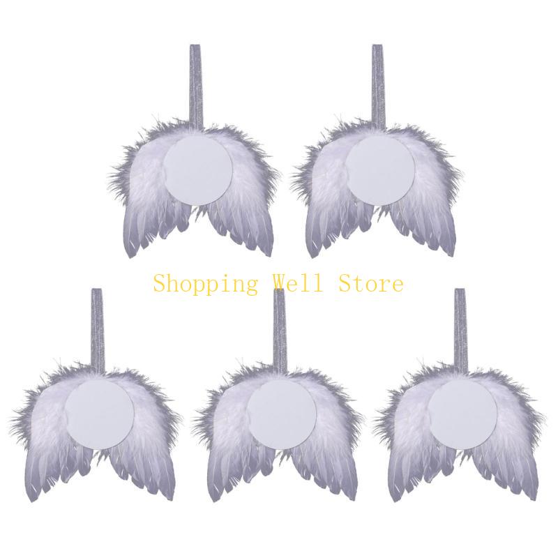 KX4B Customization Simple Pendant WhiteAngel Wings Ornament for Christmas Presents