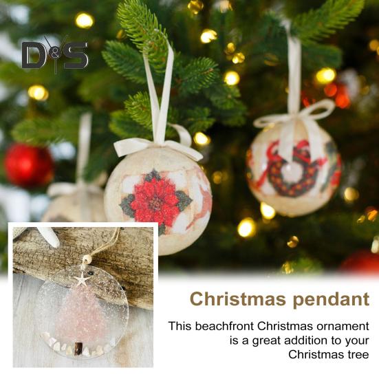 Küsten-Weihnachtsschmuck, hängende Seeglasstücke, Lichtfänger, Strandglas, Sonnenfänger auf Acrylkreis für Fenster, Baumdekoration