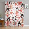 Kimono Japanese Female Geisha Curtain For Living Room Transparent Tulle Curtains Window Sheer For The Bedroom Accessories Decor