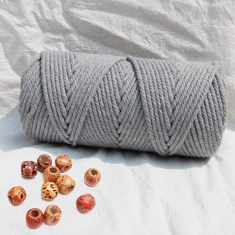 

3мм*100м Шнур макраме 100м Кольоровий бавовняний шнур Кручений шнур макраме Аксесуари для рукоділля DIY Різдвяний домашній весільний декор світло-сірий колір