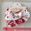 Red Scrunchies Cherry Plaid Girls Elastic Hair Bands Red Bow Polka Dot Heart Hair Rope Ties Ponytail Holder Rubber Band Headwear