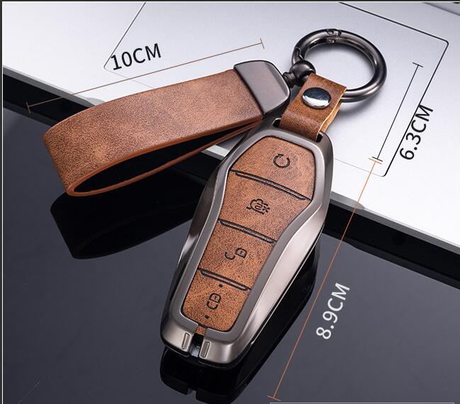 Auto Zinc Alloy Genuine Leather Key Fob Cover Mount Case Chain Fit For Byd Song Plus Atto 3 Han Ev Tang Dm Qin Seal Dolphin Yuan Auto Accessories