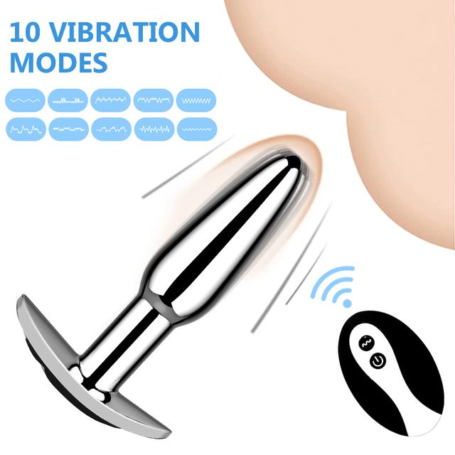 10 Frequency Remote Control Metal Vibrating Wearable Vibrating Posterior Plug Prostate Massager Masturbator Vibrator Sex Toys for Men and Women