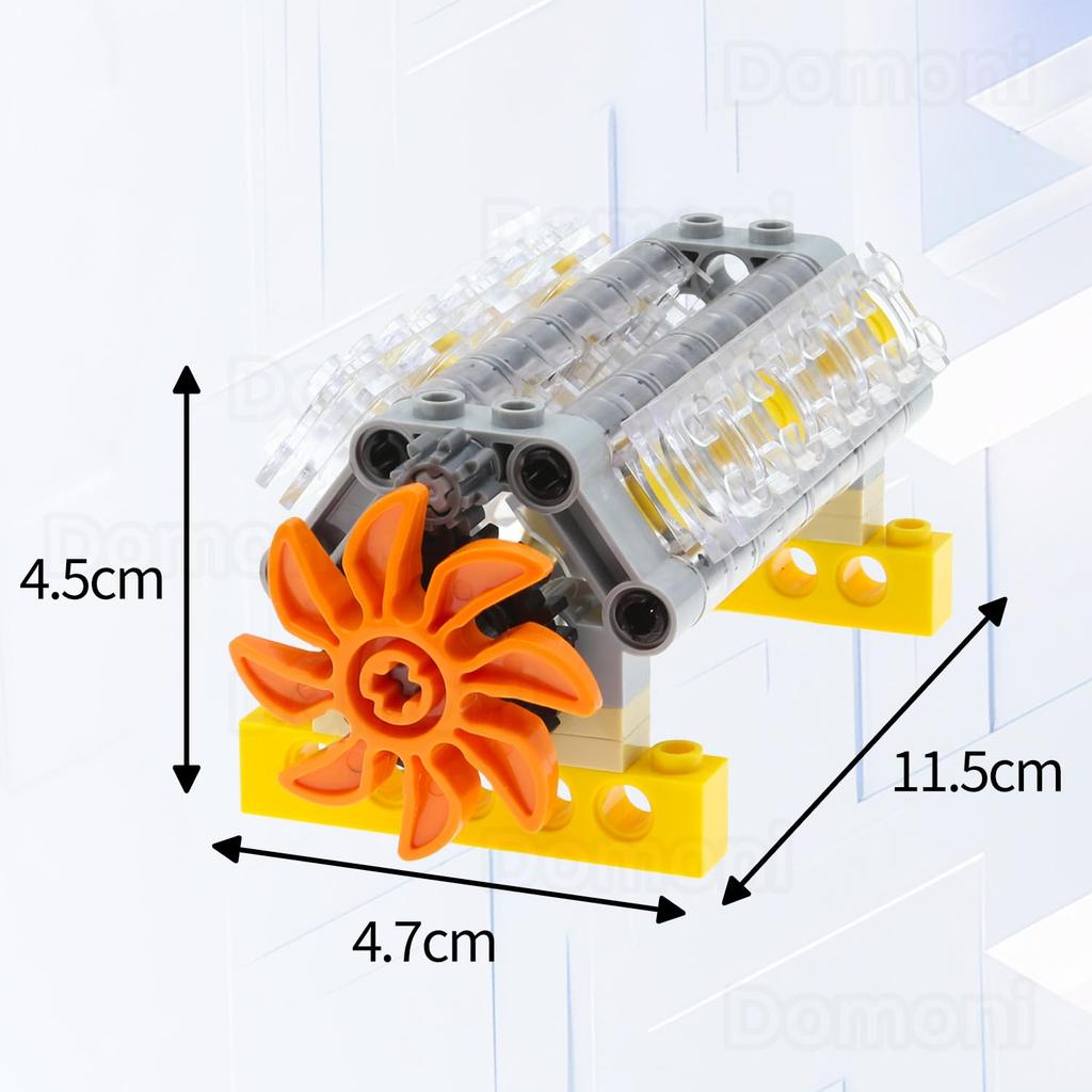 Domoni Powered V8 Engine Kit with M Motor and AA Box - Complete Dynamic Building Set, Fully Tech-Ready for MOC, RC Car, and STEM Projects