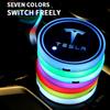 Car Sticker Tesla 2pcs Luminous Car Cup Coaster Holder Car Led Atmosphere Light For Tesla Model 3 Roadster Y Bonina Juguete Cybe