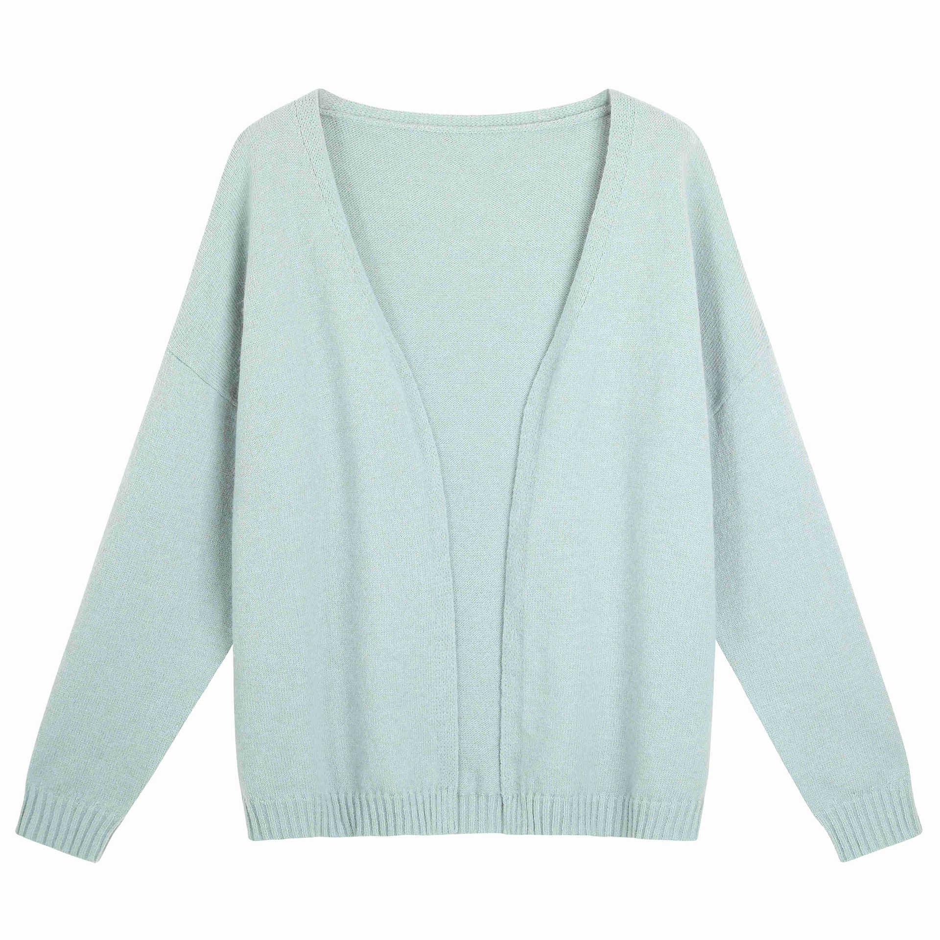 

Women s Plus Size Multi-color V-neck Knit Cardigan - Loose, Slimming Spring Outerwear 2XL (suitable for 75-90 kg) синий