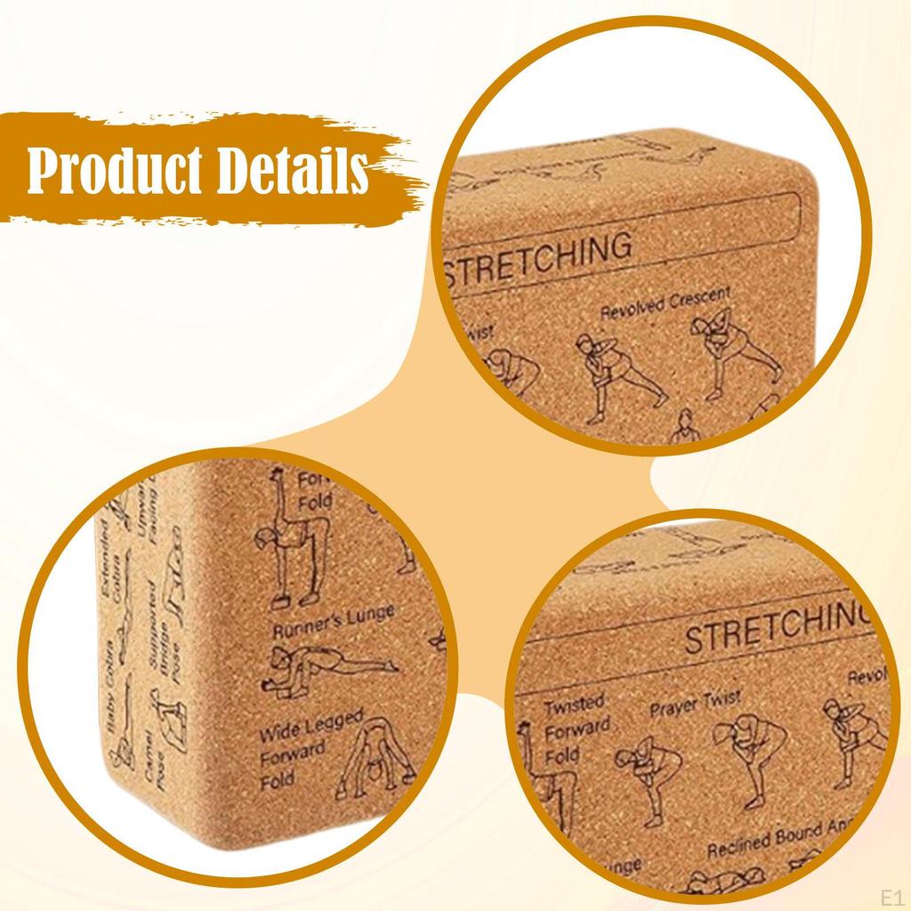 Cork Yoga Block Accessories Essential Multifunctional Exercise Brick Prop Nonslip for