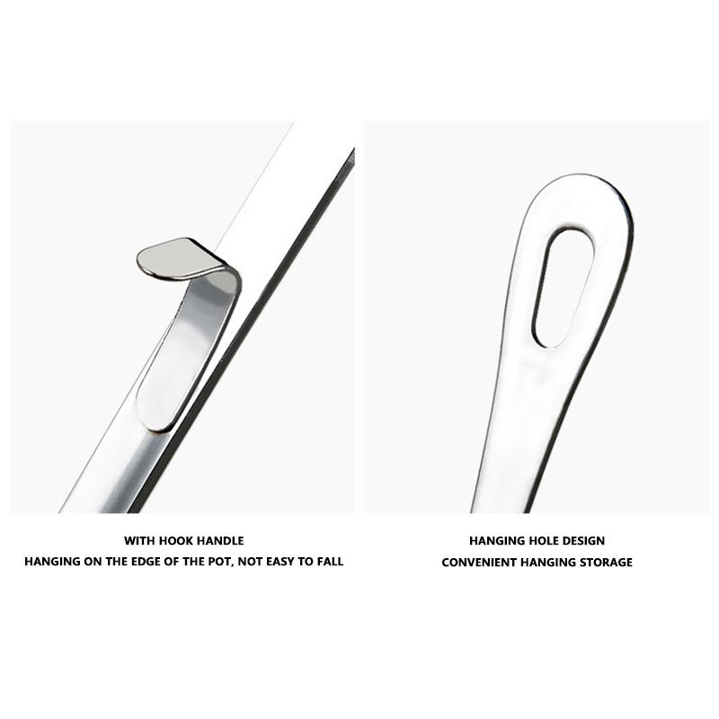 Stainless Steel Colander Soup Spoon with Hook Shell Filter Dessert Long Handle Strainer Skimmer Porridge Spoons Cooking Tools