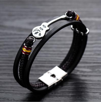 Braccialetto intrecciato in pelle a forma di chitarra, alla moda e creativo, per uomo e donna, Accessori trendy personalizzati per la musica rock