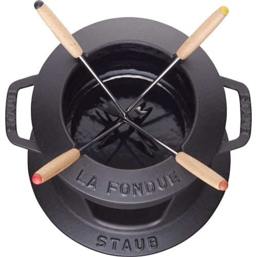 Staub "Black Fondue Set, 16cm" Cast Iron Enamel Pot [Official Japanese Product] Specialty 40511-970