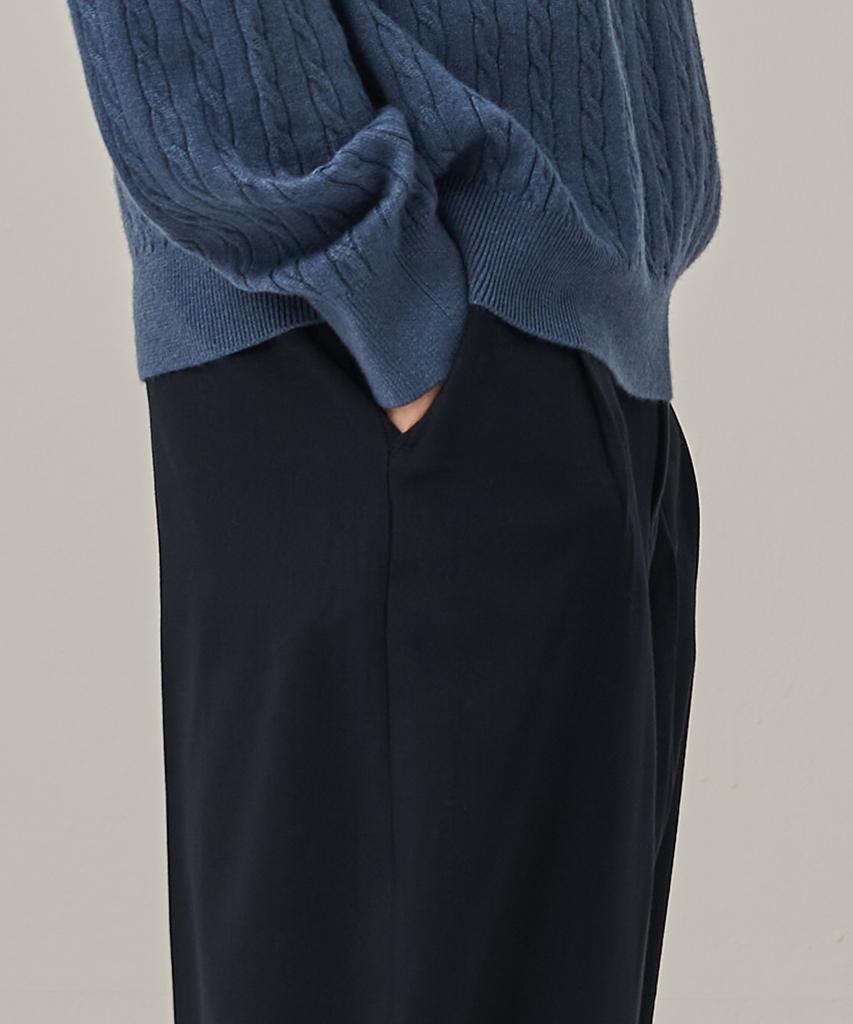 ANALOG MOOD Double-Pleat Wide Winter Slacks (Navy)