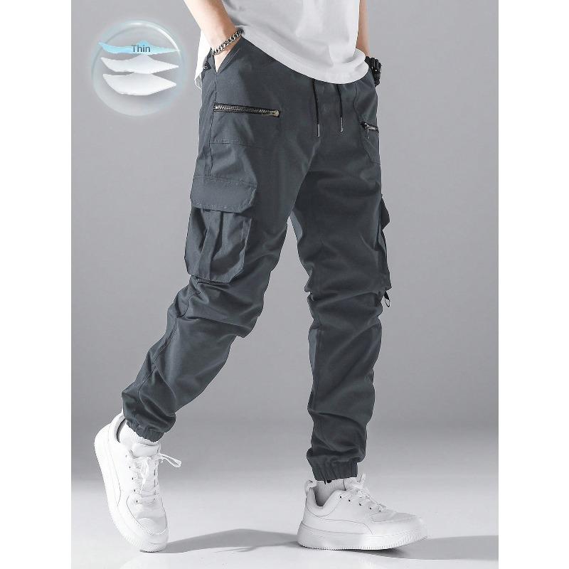 Autumn New Tied Tote Overalls Men's Trend Versatile Outdoor Multi-bag Pants Men's Summer Thin Casual Sweatpants