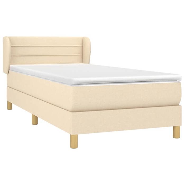 3126850 vidaXL Lit à sommier tapissier et matelas Crème 90x190 cm Tissu