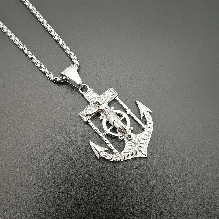 Vintage Pirate Ship Anchor Accessories Color-preserving Y Cross Pendant Necklace