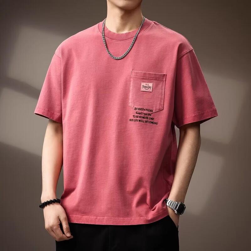 Herren American Style Schwerer Baumwoll-Steinwasch-T-Shirt