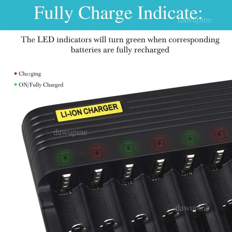 4.2V 6A 10 Slots 18650 Lithium Battery Charger for 14500 16340 16350 18500 26650 10400 18350 Rechargeable Batteries EU US PLug