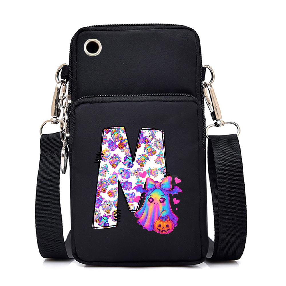 

Хэллоуин маленький призрак принт сумка для мелочи многофункциональная сумка-мессенджер черная сумка для мобильного телефона No specification