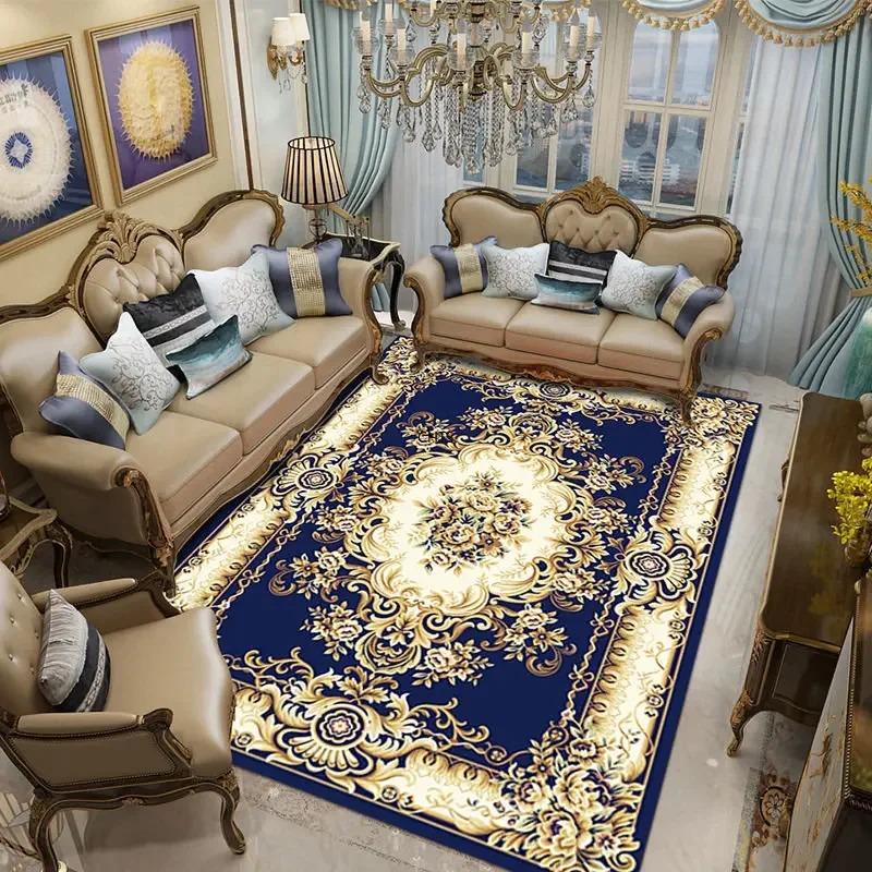European Retro Large Rugs for Living Room Home Decoration Luxury Bedroom Carpet Washable Sofa Table Mat High-end Cloakroom Rug