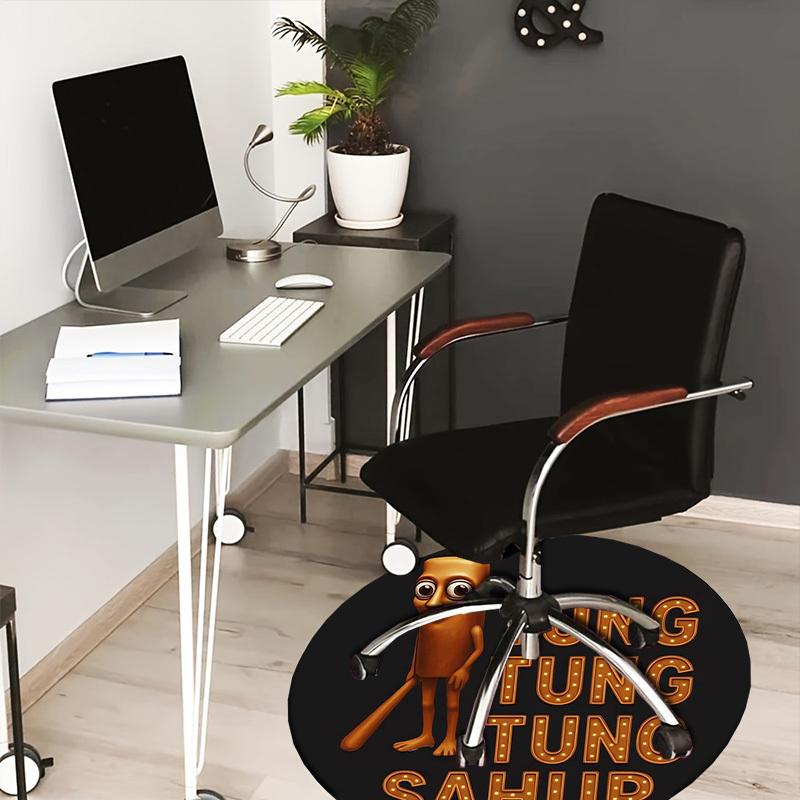 

1pc Tung Tung Sahur Logo Round carpet, Made of Polyester,Perfect for Decorating Office Chairs, Living Rooms,Vibrant Decorative Rug 80cm
