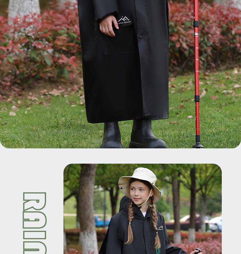 Kinder Unisex Langer Dicker Wasserdichter Poncho für Schule und Radfahren